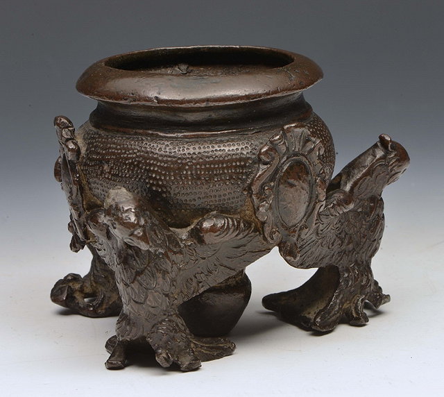 Appraisal: A TH CENTURY ITALIAN BRONZE INKWELL OR TABLE SALT of