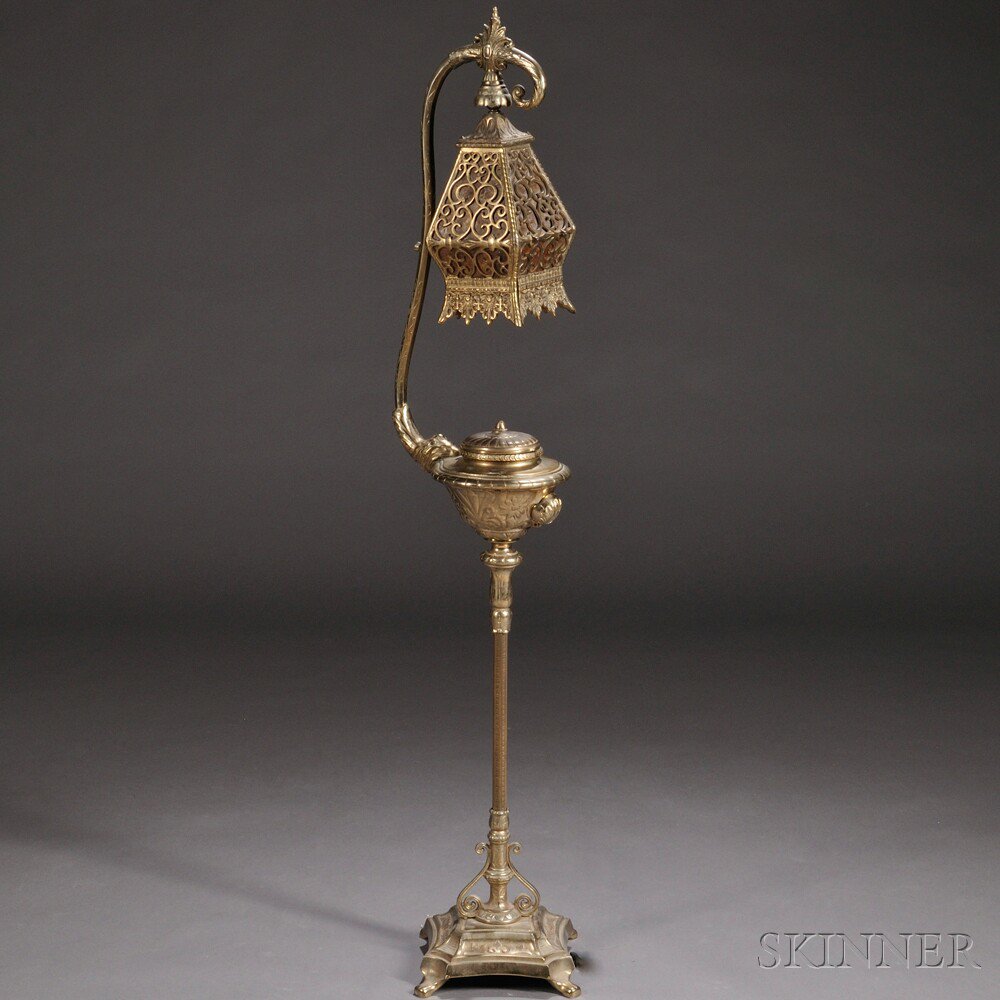 Appraisal: Bronze Floor Lamp America th century with a central hinged