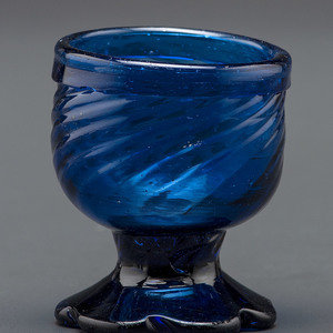 Appraisal: A Blown-Glass Saltcellar in Cobalt Blue American Circa - Height