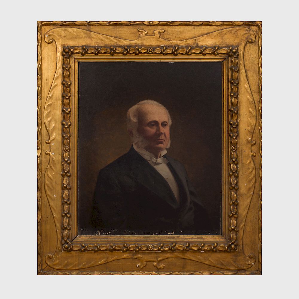 Appraisal: American School Portrait of Ebenezer B Jones Oil on canvas