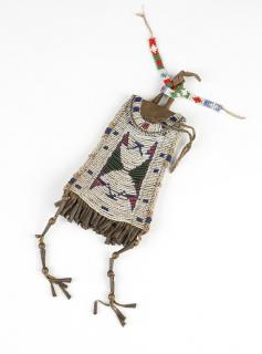 Appraisal: A Plains Indian beaded strike Late th century of leather