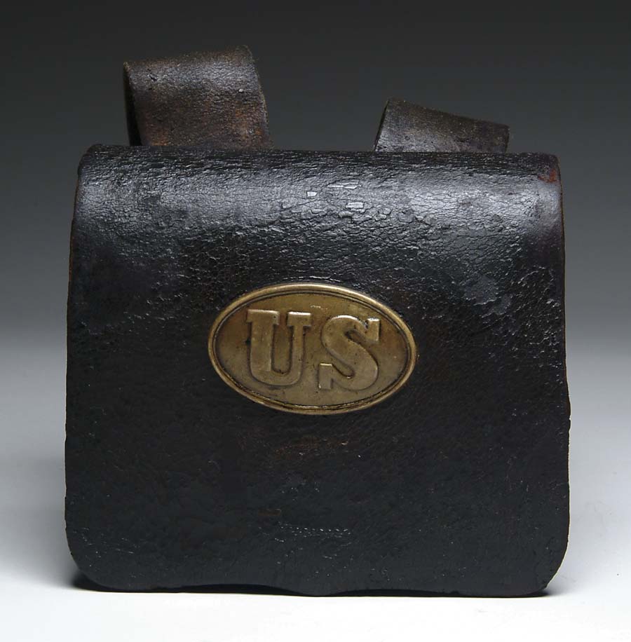 Appraisal: US CIVIL WAR CARTRIDGE BOX AND SLING Box has lead-filled