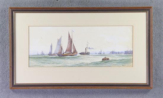 Appraisal: Watercolor of Sailing Steam Vessels Circa Signed lower right Norton