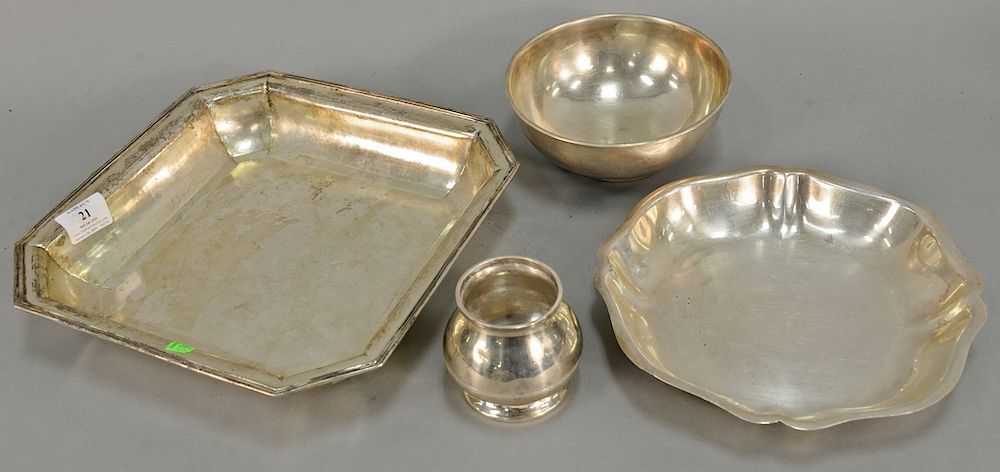 Appraisal: Four piece silver lot to include small Portuguese cup marked