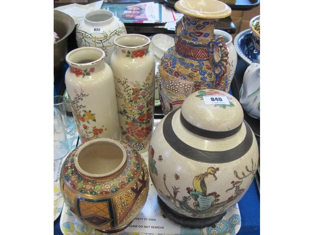 Appraisal: Tray lot comprising ginger jar pair of vases etc