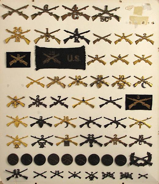 Appraisal: A large group of Infantry cap and collar insignia Including