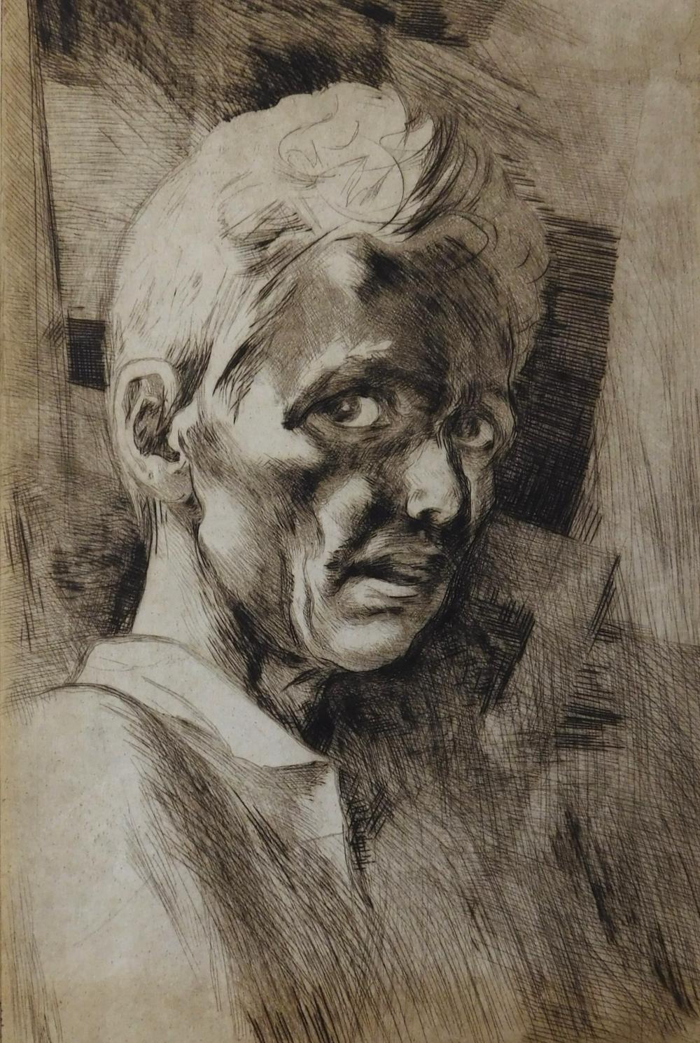 Appraisal: John Costigan American - Self-Portrait etching Ref Swope Gallery Ed