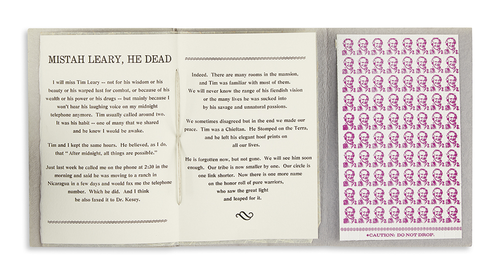 Appraisal: THOMPSON HUNTER S Mistah Leary He Dead Two-page letterpress chapbook