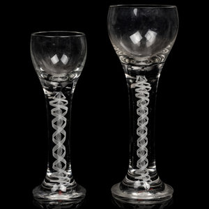 Appraisal: A Near Pair of English Glass Presentation Goblets Circa Height