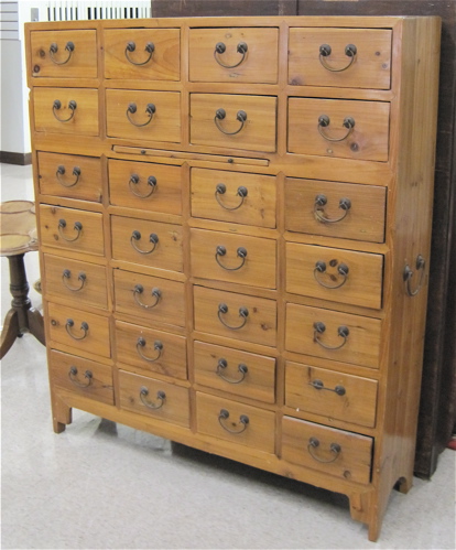 Appraisal: JUMU SOUTHERN ELMWOOD APOTHECARY CHEST Chinese th century featuring four