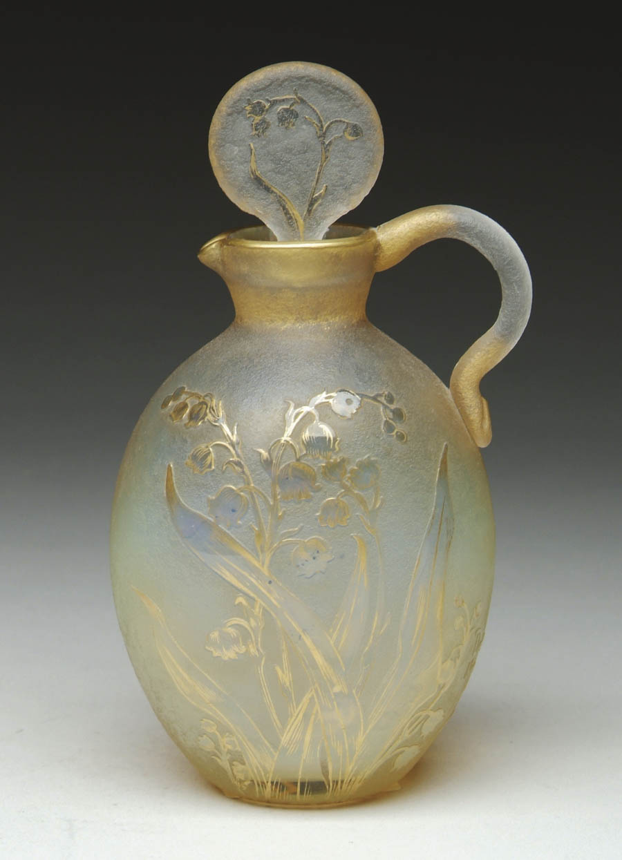 Appraisal: DAUM FRENCH CAMEO VASE Acid-etched and gilded ewer with floral