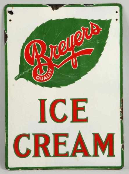 Appraisal: s- s Heavy Breyers Ice Cream Porcelain Sign Two-sided with