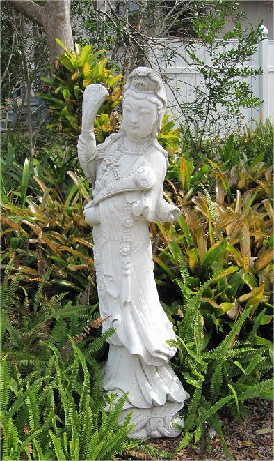 Appraisal: CONCRETE YARD SCULPTURE OF QUAN YIN Faded white paint ''