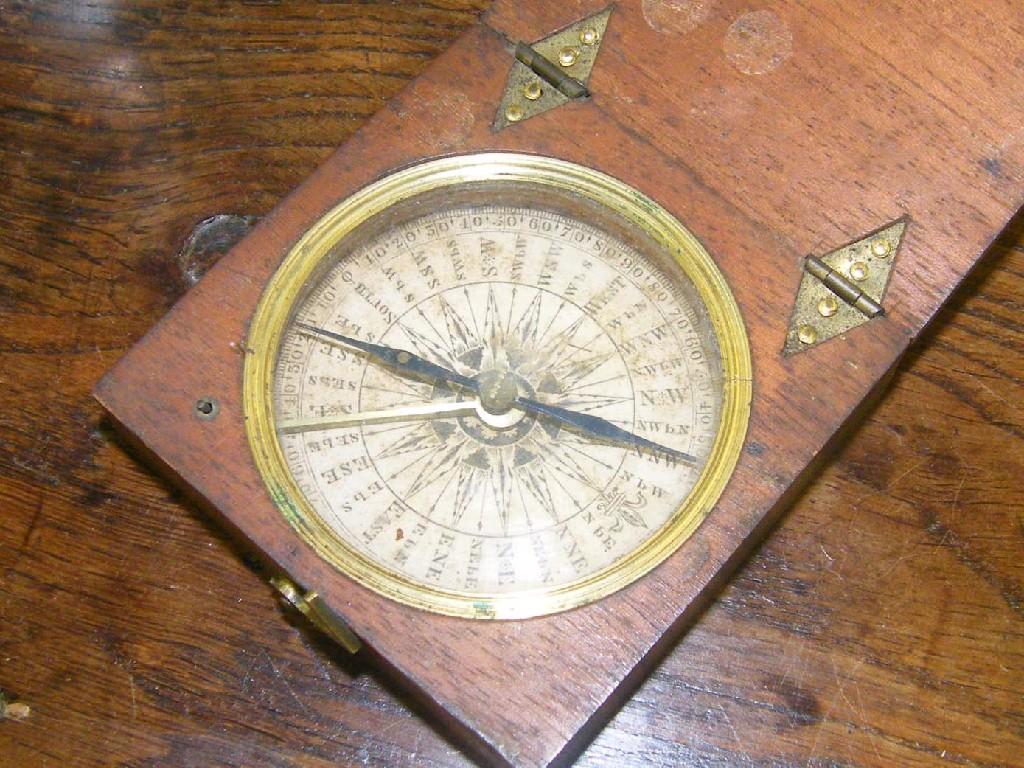 Appraisal: Vintage travel compass in miniature hinged box square