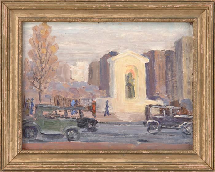 Appraisal: HENRI FARRE American - BOSTON GARDEN MEMORIAL Oil on canvas