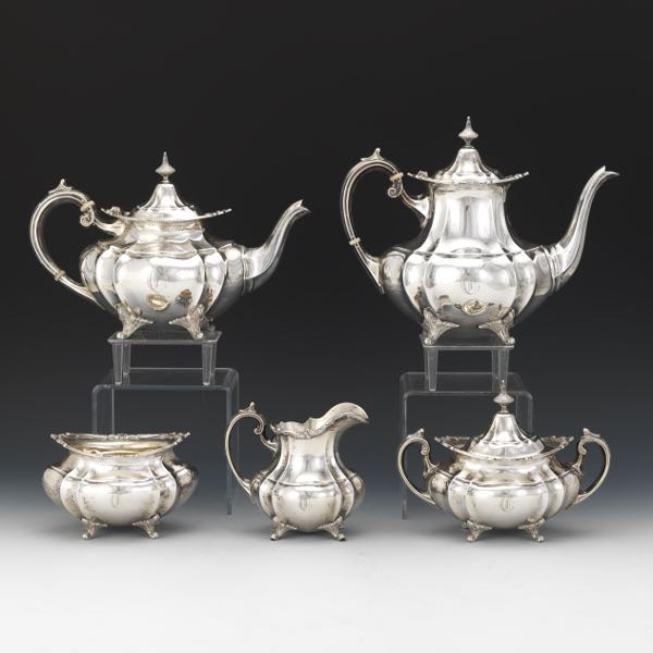 Appraisal: REED BARTON STERLING SILVER FIVE-PIECE TEA COFFEE SERVICE HAMPTON COURT