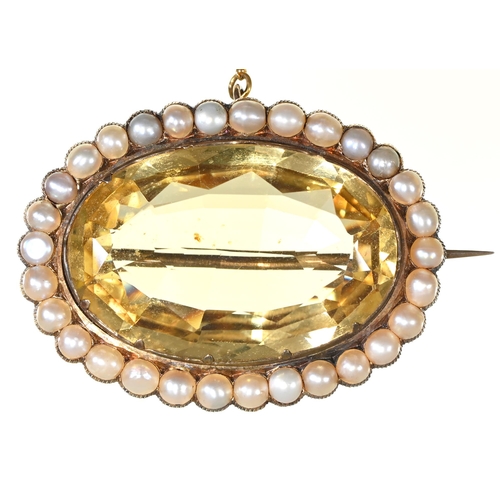 Appraisal: A Victorian citrine and split pearl brooch in gold mm