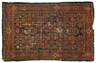 Appraisal: Mahal rug repeating floral designs on dark blue field probably