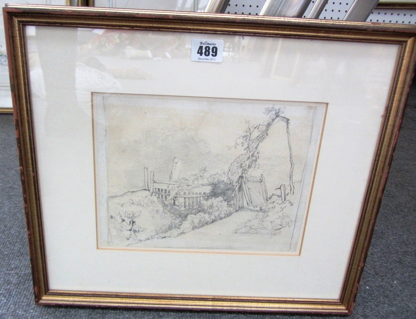 Appraisal: John Sell Cotman - Landscape with trees and fence pencil