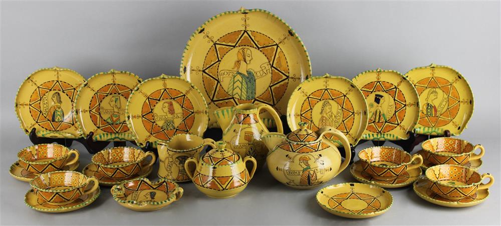 Appraisal: ORVIETO MAJOLICA PART TEA SERVICE MARKED CIAURRO ORVIETO CIRCA including