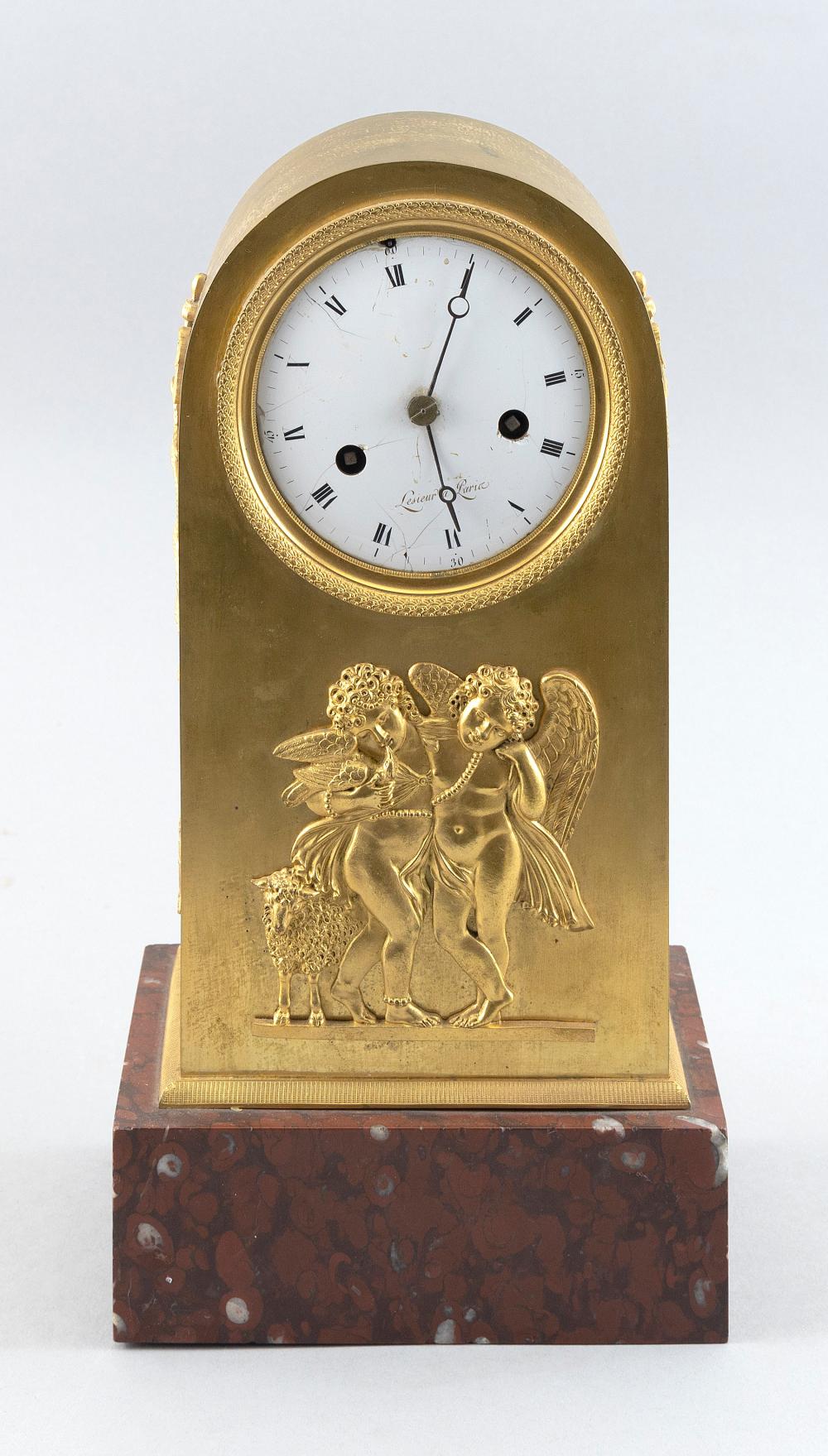 Appraisal: FRENCH GILT SHELF CLOCK EARLY TH CENTURY HEIGHT FRENCH GILT