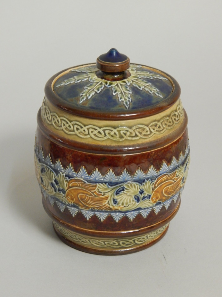 Appraisal: A Doulton Lambeth ware storage jar in brown and green