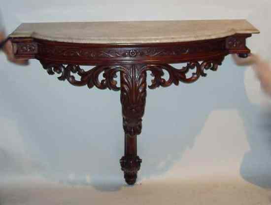 Appraisal: An Anglo Indian Marble Top Rosewood Wall Mount Console Table