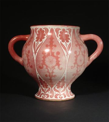 Appraisal: A William De Morgan twin-handled vase painted with floral cartouche