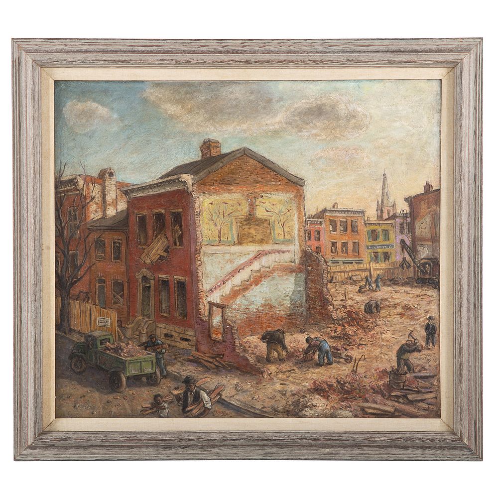 Appraisal: Jacob Glushakow Baltimore Demolition oil American - Oil on board