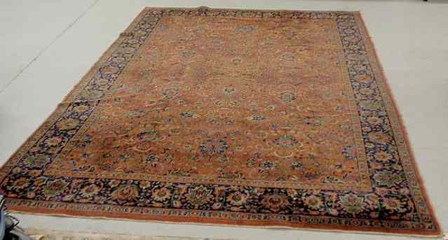 Appraisal: Room size Sarouk oriental carpet red field blue border overall