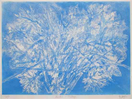 Appraisal: Jean Messangier th century Blue Abstract lithograph edition signed Messangier