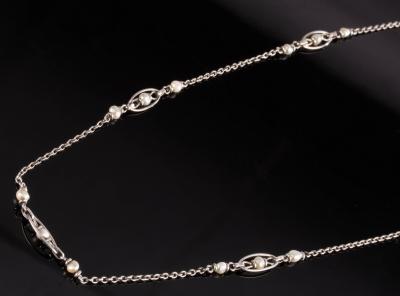 Appraisal: A fine link pearl set necklace the long white precious