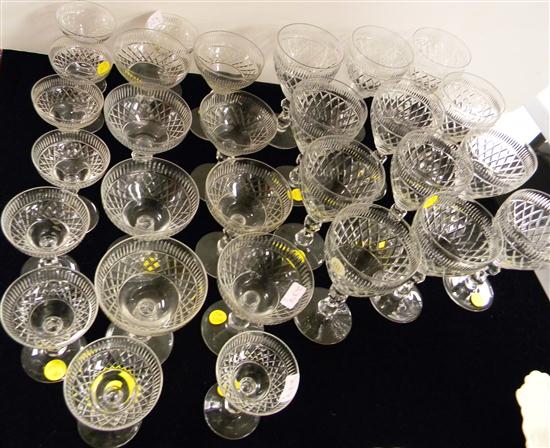 Appraisal: Cut crystal stemware including twelve wine glasses seven cocktail glasses