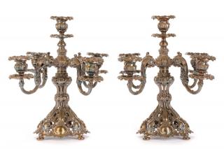 Appraisal: Pair Reed Barton Silverplate Light Candelabra Reed and Barton American