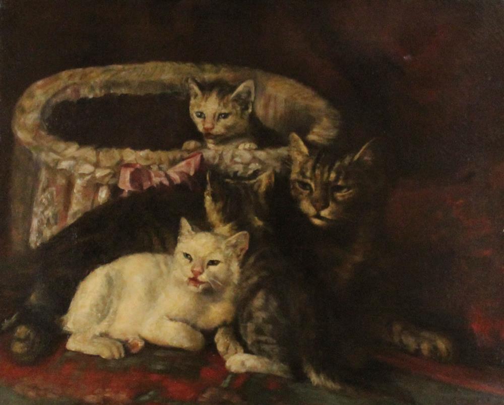 Appraisal: AMY CRARY AMERICAN - CAT AND KITTENS Oil on canvas