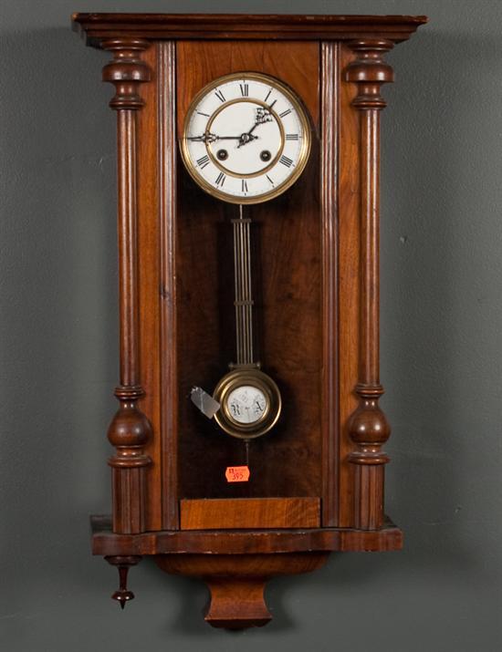 Appraisal: Victorian oak and glass wall clock circa in L in