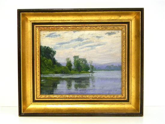 Appraisal: Robert M Nisbet American - ''Lake Scene Man in a