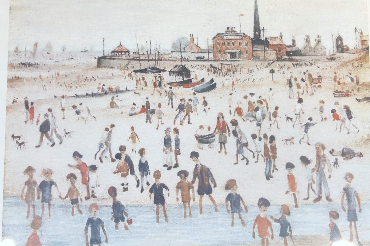 Appraisal: After LS Lowry Beach scene print cm x cm