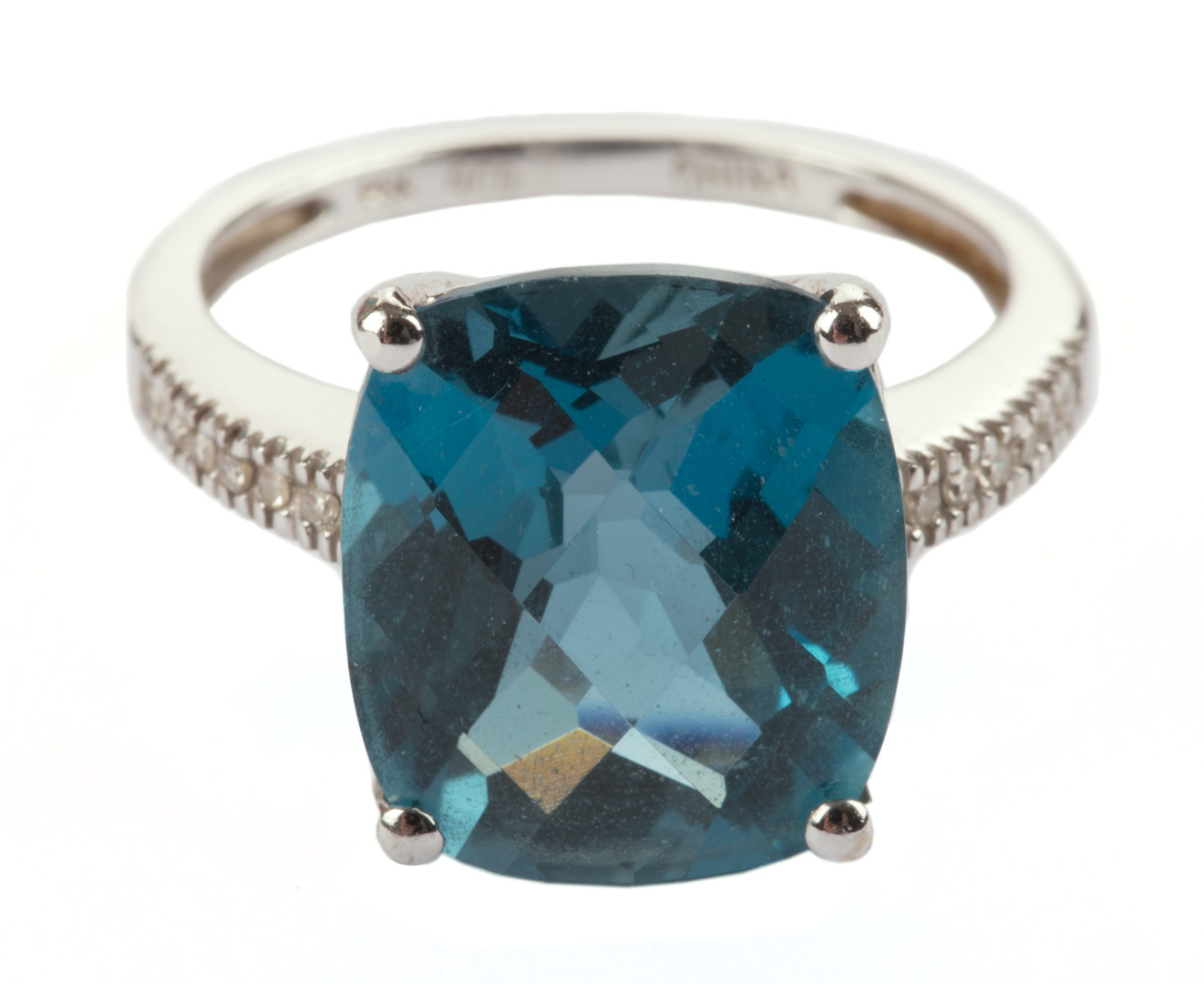 Appraisal: A Lady's Blue Topaz and Diamond Ring cushion-cut blue topaz