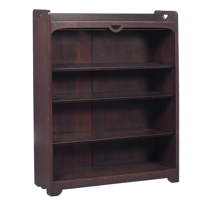 Appraisal: Arts Crafts bookcase cut-out design over three adjustable open shelves