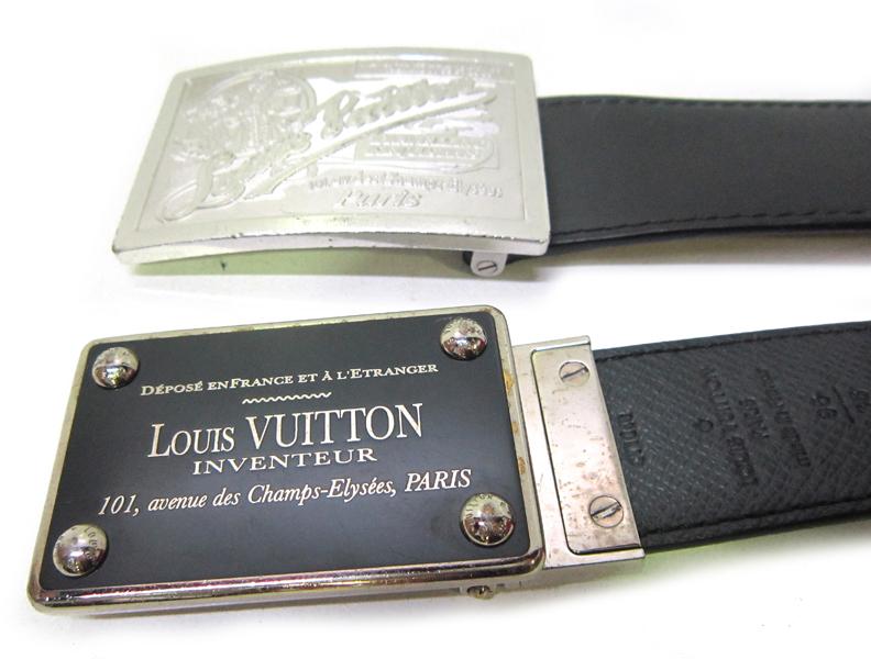 Appraisal: TWO LOUIS VUITTON MENS LEATHER BELTS ESTIMATED SIZE M L