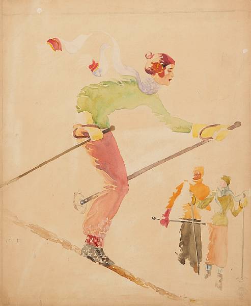 Appraisal: Benjamin Newton Messick American - Skiers Equestrian scene Study of