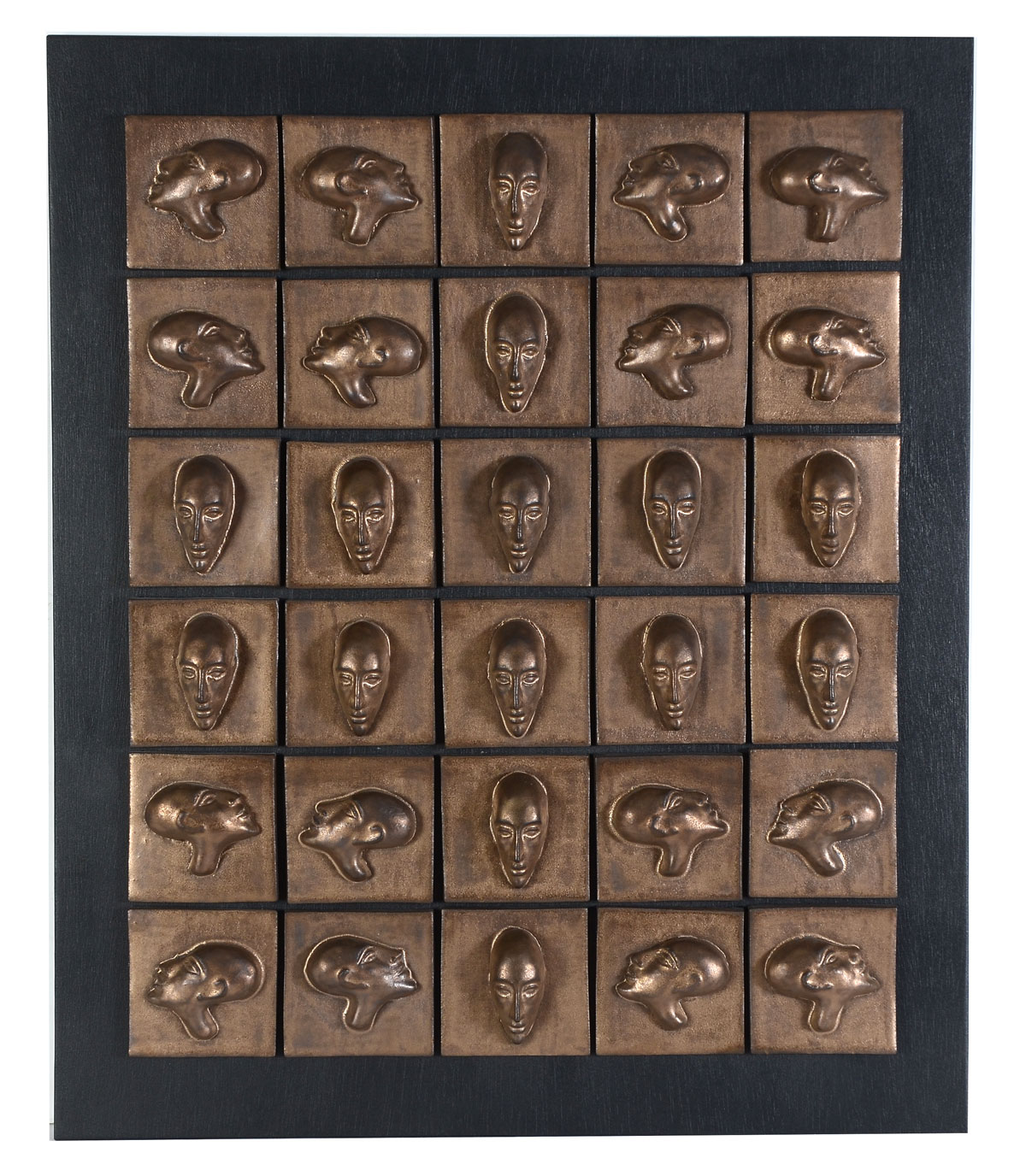 Appraisal: ULEVICIUS Kostas Lithuanian - Faces in a Grid Cast Composite