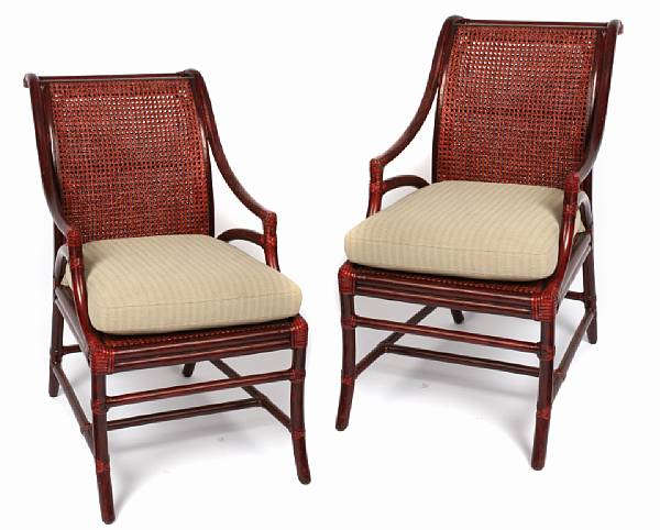 Appraisal: A pair of McGuire rattan host chairs height in width