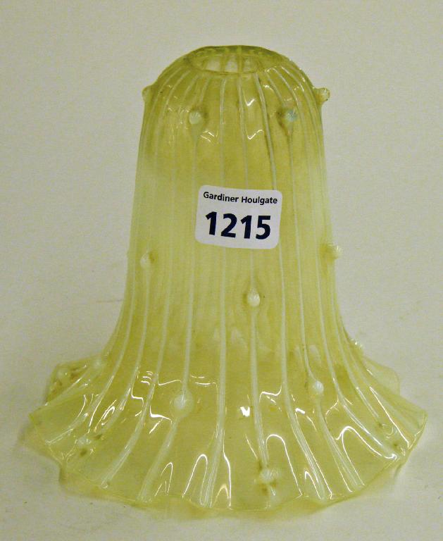 Appraisal: Art Nouveau vaseline frilled glass light shade high