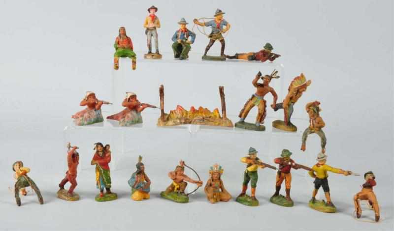 Appraisal: Lot of Elastolin Cowboy Indian Figures Description Circa s to