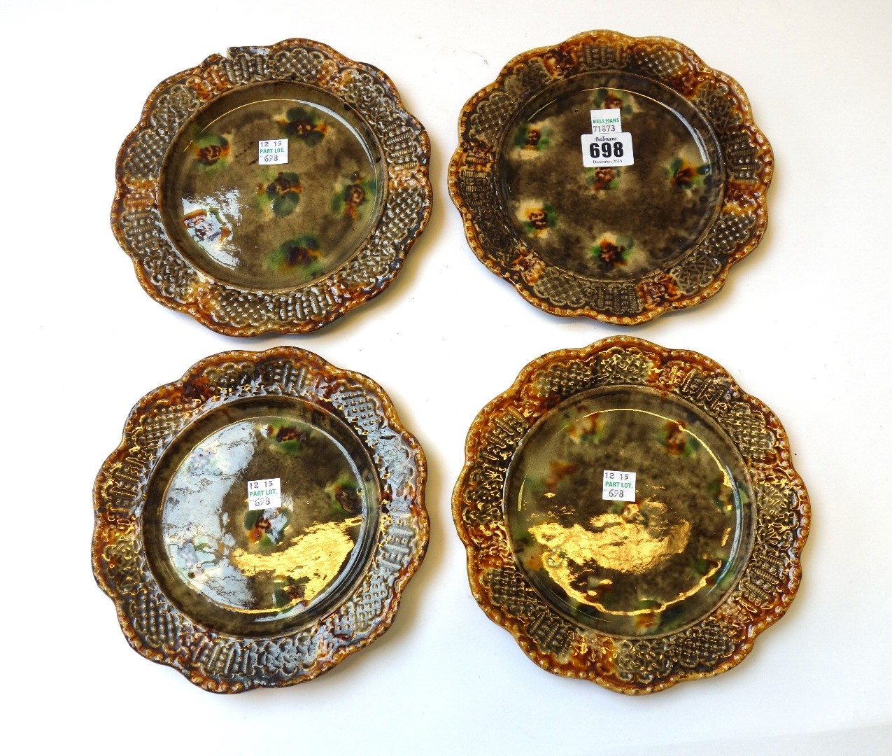 Appraisal: Four Whieldon type earthenware plates late th century tortoise shell