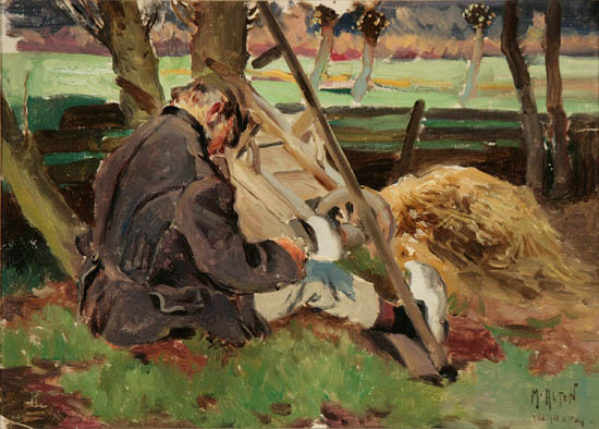 Appraisal: Mathias Joseph Alten American - Repairing a Wheelbarrow Voorburg Signed