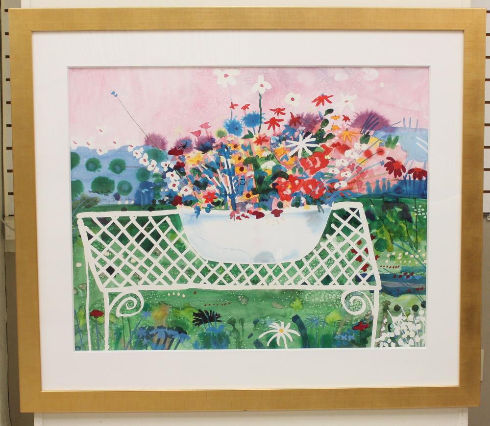 Appraisal: MIKE SMITH Canada born watercolor on paper flower garden Signed