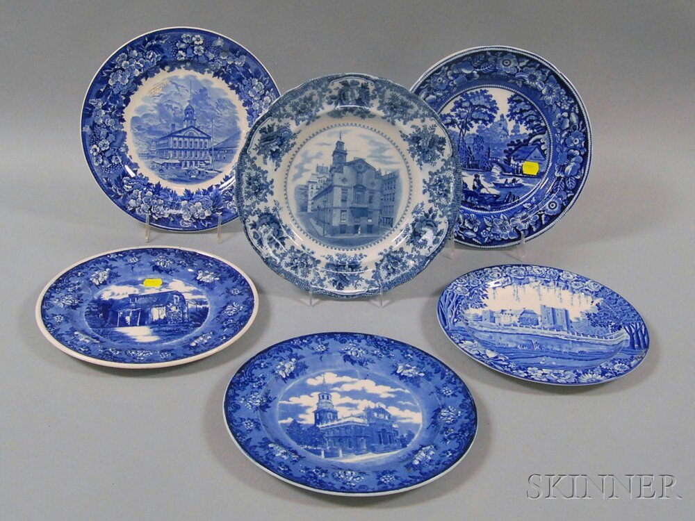 Appraisal: Six Blue and White Transfer-decorated Dinner Plates th and th